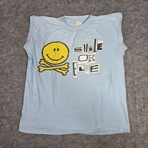 Vintage Smile or Else‎ Sleeveless Shirt 80s Size Medium Blue